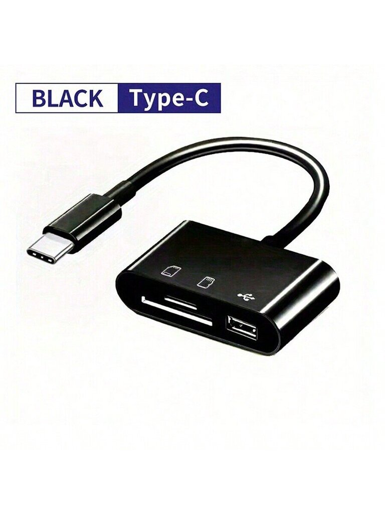 USB-C-tyypin kortinlukijaadapteri, Sd/Tf-kortti ja USB-liitin, yhteensopiva Macbookin, puhelimien ja Samsungin//iphone-laitteiden kanssa - musta yksi koko hinta ja tiedot | Kaapelit ja adapterit | hobbyhall.fi