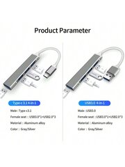 USB-keskitin 4 in 1 monitoiminen nopea tiedostonsiirto Kannettava Type-C USB 3.0 -telakointiasema Multi Splitter -sovitin PC-tarvikkeet - harmaa hinta ja tiedot | Kaapelit ja adapterit | hobbyhall.fi