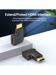 VENTION HDMI uros-HDMI naaras portinsäästäjä 90 astetta ylöspäin vastakkainen U-muotoinen takakulmainen jatkosovitin muunnin-musta hinta ja tiedot | Kaapelit ja adapterit | hobbyhall.fi