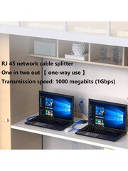 Musta 1-2 Ethernet-jakaja Rj45 Gigabit Ethernet -portilla, tukee 1000 Mbps:n verkkonopeuksia, Internet-verkkojakaja, verkkokaapelin jakaja kahdelle laitteelle - musta yksi koko hinta ja tiedot | Kaapelit ja adapterit | hobbyhall.fi