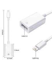 1 kpl OTG/USB-sovitin kaapelilla, Lightning to USB 3.0 OTG -sovitin, tukee kameraliitäntää, USB-muistitikku, yhteensopiva IPhone 14/13-White kanssa hinta ja tiedot | Kaapelit ja adapterit | hobbyhall.fi