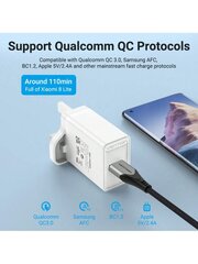 VENTION USB-laturilohkon pikalataus 3.0 22.5W Fast Wall Brick Adapteri, joka on yhteensopiva iPhonen, IPadin, Note10/9:n, Galaxy S21/S20/S10/S9/S8-White kanssa hinta ja tiedot | Kaapelit ja adapterit | hobbyhall.fi