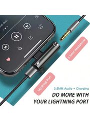 1 kpl alumiiniseosmuunninsovitin, Lightning-3,5 mm Aux-äänisovitin ja Lightning-liitin, yhteensopiva iPhonen 14/13/12-Black kanssa hinta ja tiedot | Kaapelit ja adapterit | hobbyhall.fi