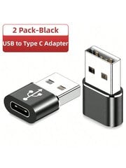 USB-sovitin 2-pakkaus (musta), C-tyypin USB-laturikaapelin muuntaja, yhteensopiva iPhone 11 12 13 14 15 Plus Pro Maxin, IPad Pro Air 4 Mini 6:n, Samsung Galaxy S23 S22 S21 S20:n, Pixel XL-musta kanssa hinta ja tiedot | Kaapelit ja adapterit | hobbyhall.fi