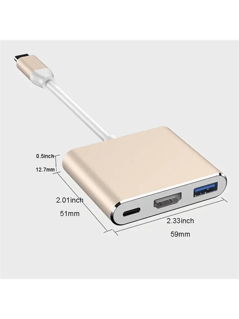 3 in 1 Type C – 4K HDMI-yhteensopiva USB 3.0 -lataussovitin USB C -keskitin USB 3.0 -telakka-aseman jakaja (ei sovellu iPhonen kanssa) - Monivärinen hinta ja tiedot | Kaapelit ja adapterit | hobbyhall.fi