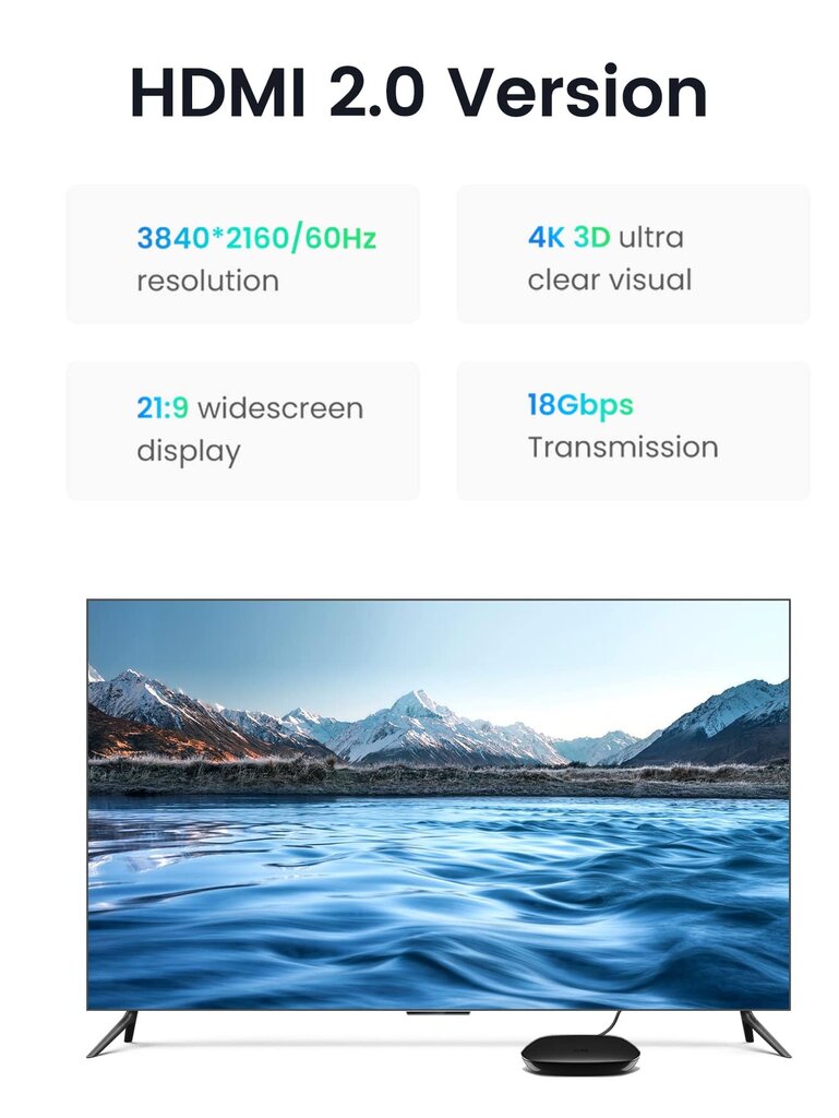 UGREEN HDMI 2.0 Kaapeli 4K60hz HDMI Uros-Mies High Speed HDMI Adapteri 3D Smart TV Xbox 360 Apple TV PS5 Pro Nin Tendo Switch projektori-musta-0.5m hinta ja tiedot | Kaapelit ja adapterit | hobbyhall.fi