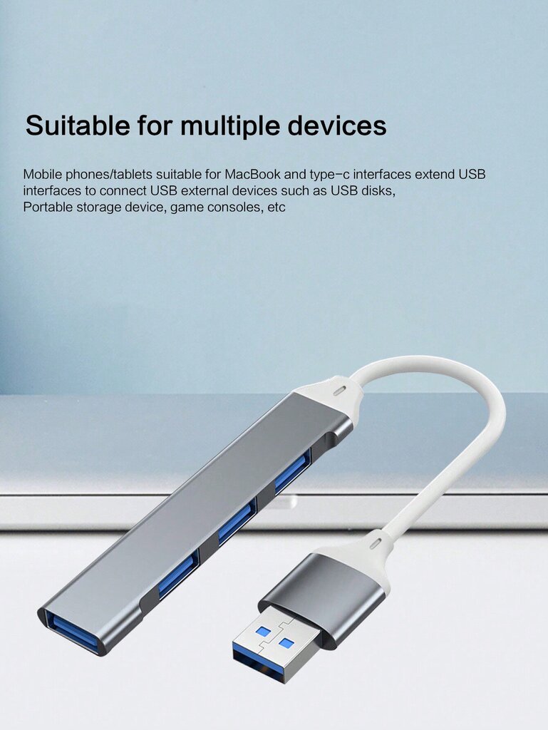 USB-jakaja 3.0 alumiiniseosta HUB-keskitin nopea 4-porttinen USB-telakointiasema yhden vedon moniliitäntämuunnin kannettavan tietokoneen ulkoinen näppäin hiiri USB-sovitin-hopea-USB hinta ja tiedot | Kaapelit ja adapterit | hobbyhall.fi