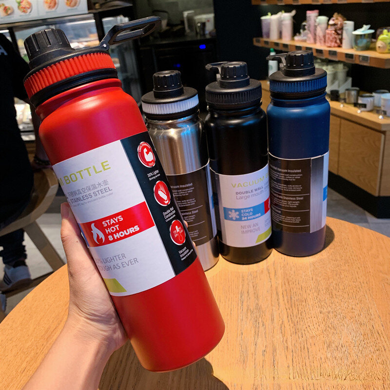 (1000mlmusta) Outdoor Thermos Vedenkeitin Vesipullo Teesuodattimella 304 Ruostumattomasta teräksestä valmistettu lämpökuppi vuotamaton pullo Urheilu - hinta ja tiedot | Juomapullot | hobbyhall.fi