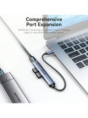 VENTION USB-keskittimen laajennukset, 4-porttinen USB 3.0 -keskitin, 2.0-keskittimen laajennus Erittäin ohut kannettava moniporttinen mini-USB-sovitin kannettavalle tietokoneelle i Pro Book PCAlumiini USB-jakaja-harmaa-USB hinta ja tiedot | Kaapelit ja adapterit | hobbyhall.fi