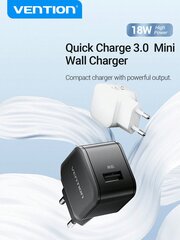 VENTION USB-seinälaturi Seinälaturi 18W QC 3.0 Mini Quick Charge 3.0 Adapter Pikalatauslohko Yhteensopiva iPhonen kanssa Samsung Galaxy S24 S23 A21 A51 A71 S20 S10 S9 S8,A10e,Note20/10,Moto G7 G6-White hinta ja tiedot | Kaapelit ja adapterit | hobbyhall.fi