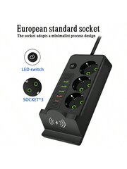 ylijännitesuojan virtalähdekortti, eurooppalainen langaton latausvirta Smart Socket Plug 4USB (QC)1type-C (PD) latausportti 220V 2500W 2m pitkä mobiili langaton latauspistoke (0,7 tuumaa) Kotitoimiston ylijännitesuojan verkkosuodatin Uusi hinta ja tiedot | Kaapelit ja adapterit | hobbyhall.fi