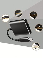 Gmobi 2-in-1 USB C -sovitin kuulokkeille, USB C - Dual USB C -kuuloke- ja laturisovittimen jakaja, yhteensopiva Apple Laptop Pron kanssa, yhteensopiva IPad Pro/Airin kanssa, IPhone 15 Pro Max, IPhone 16 Series, Galaxy S23-Black hinta ja tiedot | Kaapelit ja adapterit | hobbyhall.fi