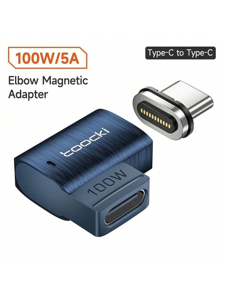 Toocki Magneettinen OTG-sovitin 100 W USB C - Type C -liitäntä Yhteensopiva Iphone Mi Oneplus Apple -kannettavan kanssa Pikalataus USBC-muunnin-sininen hinta ja tiedot | Kaapelit ja adapterit | hobbyhall.fi