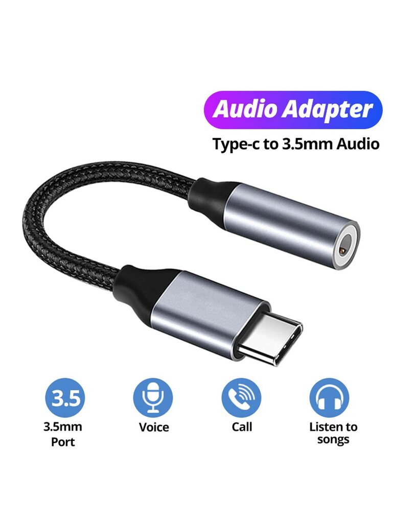 Type-C - 3,5 mm Audio Jack -kuulokesovitin, joka sopii kaikille Type-C-älypuhelinmalleille ja Android-puhelimille - Monivärinen hinta ja tiedot | Kaapelit ja adapterit | hobbyhall.fi