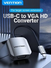 VENTION USB C - VGA -sovitin Thunderbolt 3/4 - VGA -sovitin, joka on yhteensopiva seuraavien kanssa: IPhone 15 Pro/Max, Apple Laptop Pro/Air 2023, IPad Pro, IMac, S23, XPS 17, Surface Book 3 ja muut [alumiinikuori, harmaa]- Harmaa hinta ja tiedot | Kaapelit ja adapterit | hobbyhall.fi