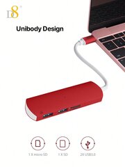 D8 1 kpl USB Type-C HUB 4-porttinen kannettavan tietokoneen sovitin - punainen - Type C hinta ja tiedot | Kaapelit ja adapterit | hobbyhall.fi