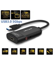 WAVLINK WAVLINK USB 3.0 - HDMI -videografiikkasovitin / ulkoinen näytönohjain, jossa ääniportti useille näytöille jopa 2048 × 1152 resoluutioon. Tukee Windows 10/8/7/XP -käyttöjärjestelmää musta-musta - yksi koko hinta ja tiedot | Kaapelit ja adapterit | hobbyhall.fi