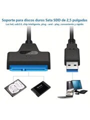 SATA - USB 3.0/ 2.0 -kaapeli Jopa 6 Gbps 2,5 tuuman ulkoiselle HDD SSD -kiintolevylle, SATA 3 22-nastainen sovitin USB 3.0 - Sata Lll -johto-musta hinta ja tiedot | Kaapelit ja adapterit | hobbyhall.fi