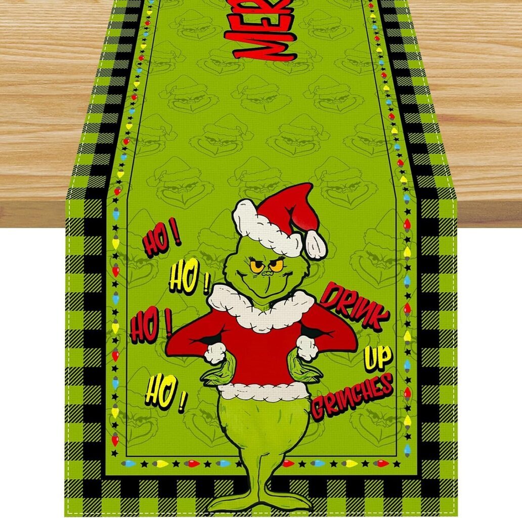 Green Grinch Christmas pöytäliina Merry Christmas pöytäliina Joulukoristeet 33*183CM hinta ja tiedot | Joulukoristeet | hobbyhall.fi