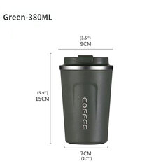 (Green-380ML) Kahvin lämpöeristys ja kylmäsäilytyskuppi Vuodonkestävä ruostumattomasta teräksestä valmistettu kannettava kuppi Net Red Coffee Cup hinta ja tiedot | Juomapullot | hobbyhall.fi