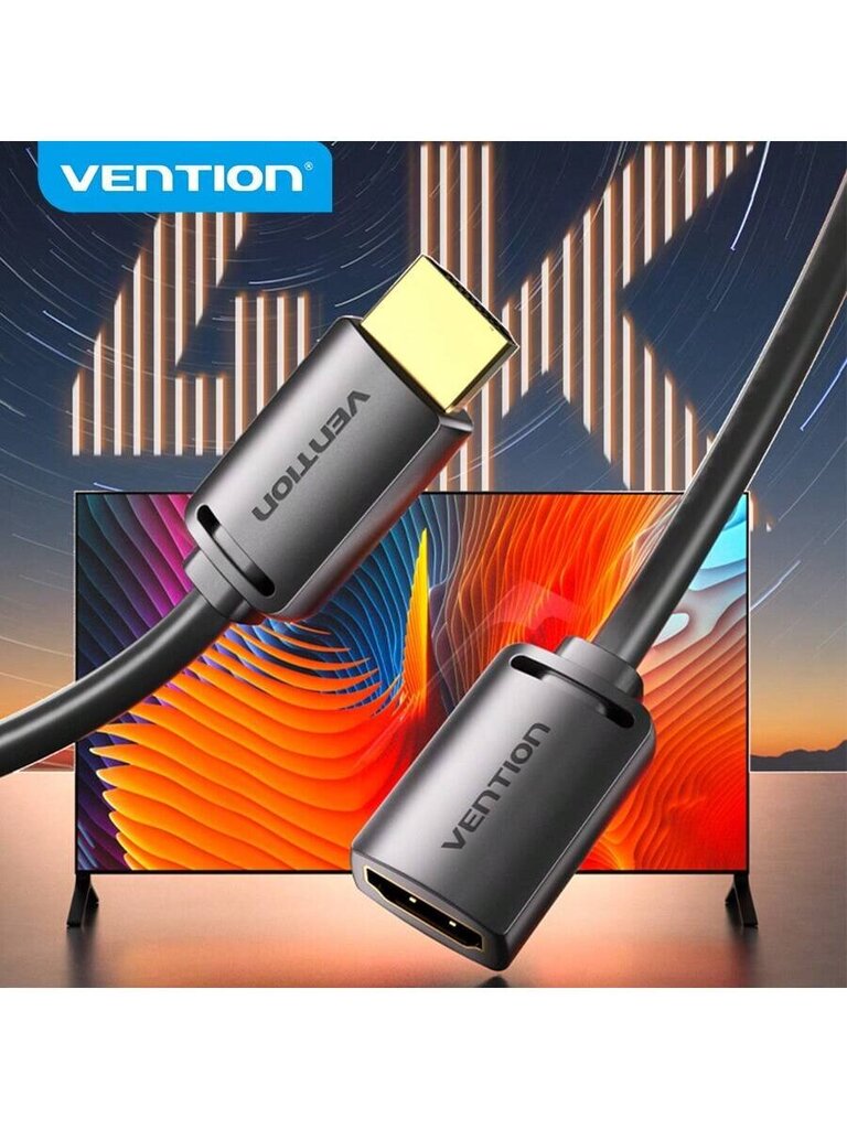 VENTION HDMI-jatkokaapeli 4K HDMI-jatkojohto uros-naaras-sovitinjohto High Speed Yhteensopiva Roku TV Stick PS5 PS4 Xbox Kannettava PC Blu Ray Player U HDTV-Musta kanssa hinta ja tiedot | Kaapelit ja adapterit | hobbyhall.fi