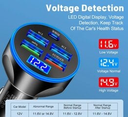 250W PD autolaturi 5 porttia nopea lataus PD QC 3.0 USB C autolaturi tyyppi C sovitin autossa iPhone Samsung Xiaomi hinta ja tiedot | Sähköautojen lataustarvikkeet | hobbyhall.fi