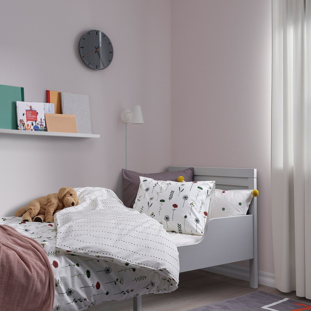 Pussilakana ja tyynyliina IKEA NATTSLANDA 205.080.12, lapsille, kukkakuvio, 150×200/50×60 cm hinta ja tiedot | Pussilakanat ja tyynyliinat | hobbyhall.fi