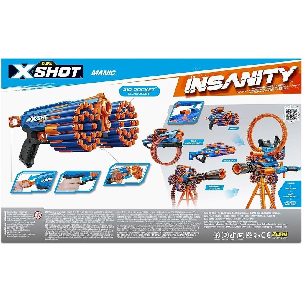 Leikkiase lapsille X-Shot Insanity Manic hinta ja tiedot | Poikien lelut | hobbyhall.fi