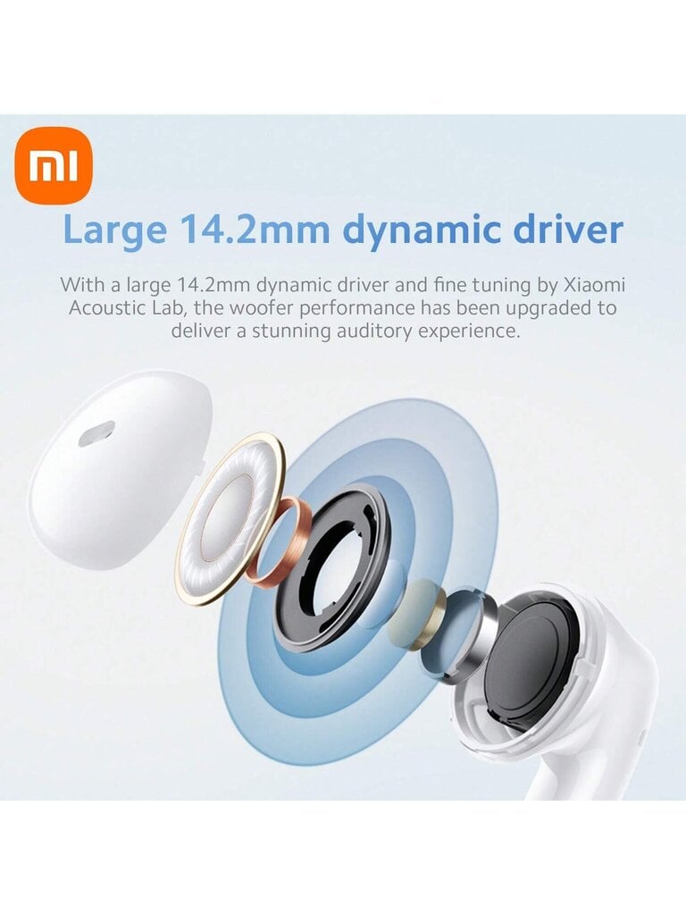 XIAOMI Mi Redmi Buds 6 Active Global -versio Bluetooth® 5.4 -nappikuulokkeiden IP-luokitus IPX4:n suuren 14,2 mm:n dynaamisen ohjaimen tehokkaaseen, vähähäiriöiseen äänenvaimennuksen kaksoismikrofonin kohinanvaimennus parantaa äänen selkeyttä Jopa 30 tunt hinta ja tiedot | Kuulokkeet | hobbyhall.fi