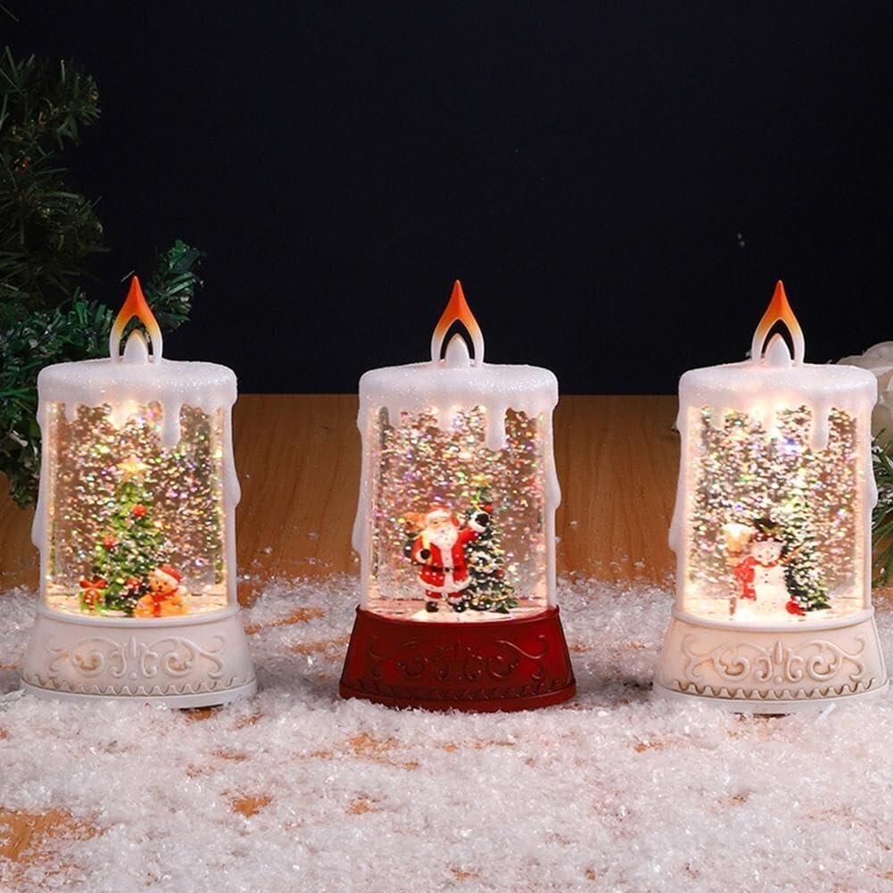 kpl Christmas Snow Globe kynttilänvalo, joulupöytäkoristelu, LED-valaistuskynttilä Joulupukin kanssa, vettä sisältävä yövalo kodin sisustukseen hinta ja tiedot | Joulukoristeet | hobbyhall.fi