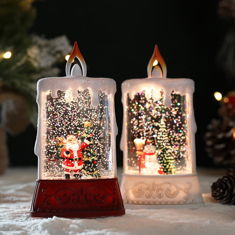 kpl Christmas Snow Globe kynttilänvalo, joulupöytäkoristelu, LED-valaistuskynttilä Joulupukin kanssa, vettä sisältävä yövalo kodin sisustukseen hinta ja tiedot | Joulukoristeet | hobbyhall.fi