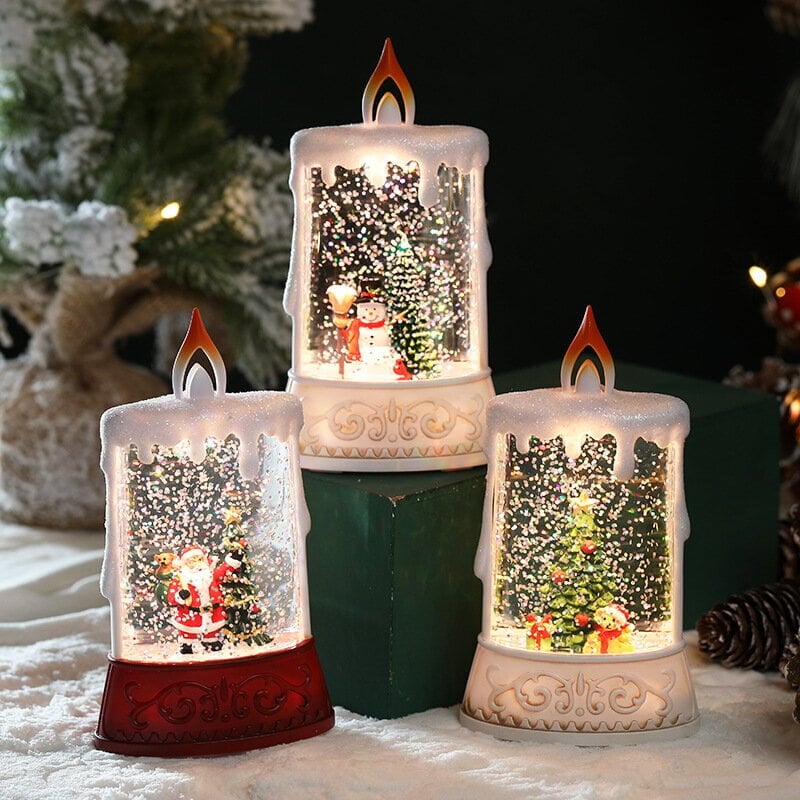 kpl Christmas Snow Globe kynttilänvalo, joulupöytäkoristelu, LED-valaistuskynttilä Joulupukin kanssa, vettä sisältävä yövalo kodin sisustukseen hinta ja tiedot | Joulukoristeet | hobbyhall.fi