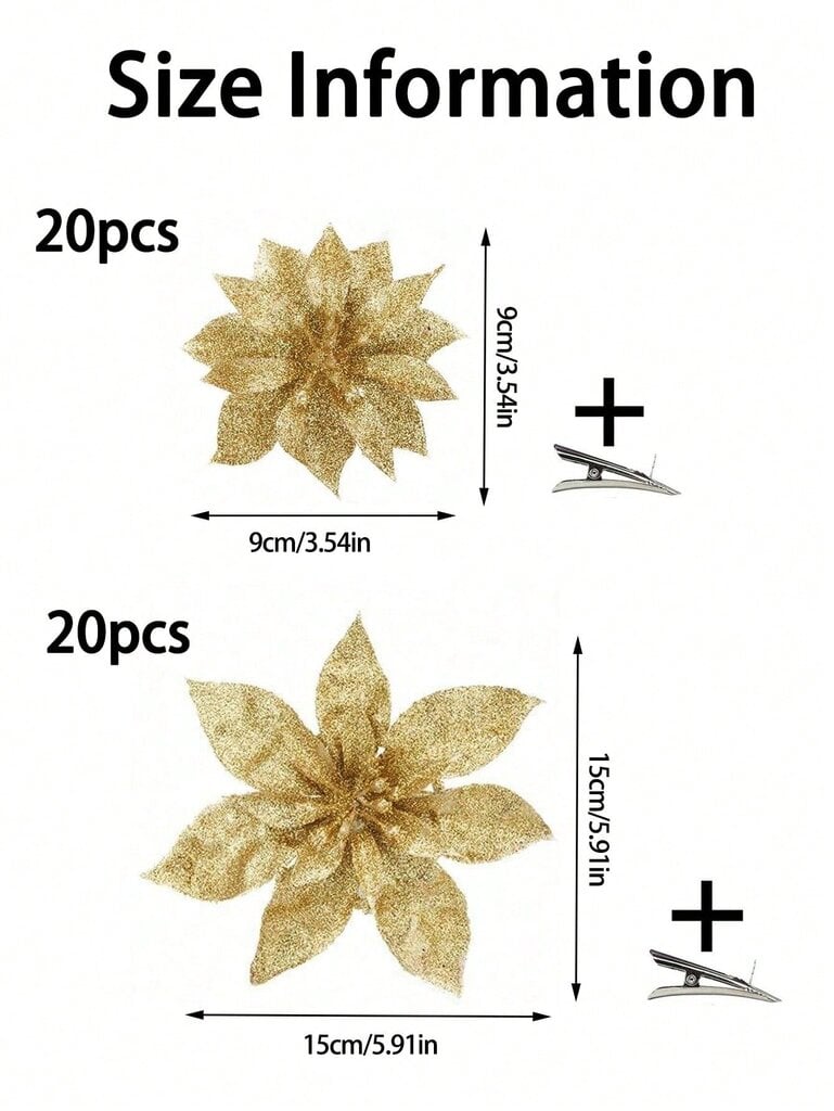 10kpl/20kpl joulukukkaklipsit, tekojoulukukat joulukuusen koristeluun, seppele, uudenvuoden juhlasisustus-hopea-20kpl 15cm hinta ja tiedot | Joulukuuset ja kranssit | hobbyhall.fi