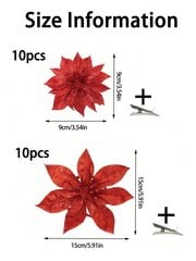 10kpl/20kpl joulukukkaklipsit, keinotekoiset joulutähdet kukat joulukuuseen, seppele, juhlakoriste-hopea-1kpl - 9cm hinta ja tiedot | Joulukuuset ja kranssit | hobbyhall.fi