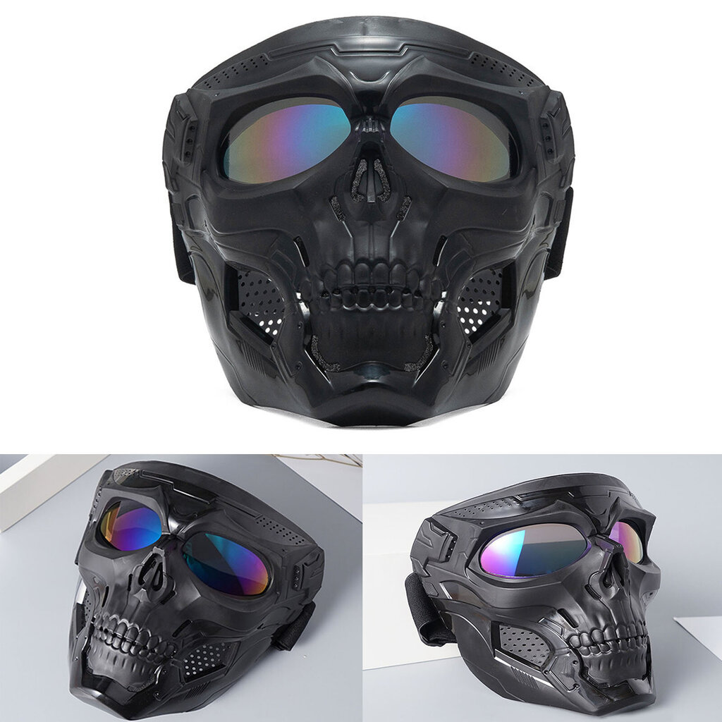 Moottoripyörän suojalasit Mask Skull Shape Racing -lasit säädettävällä luistamattomalla hihnalla maastopyöräilyyn, musta monivärinen linssi hinta ja tiedot | Kypärät | hobbyhall.fi