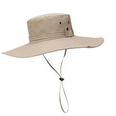 Bucket Hat leveälierinen UPF50+ hengittävä vettä hylkivä säädettävällä kiristysnyörillä oleva aurinkohattu miehille Patikointi Camping Beach Khaki hinta ja tiedot | Muut pyörätarvikkeet | hobbyhall.fi