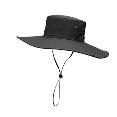 Bucket Hat Leveälierinen UPF50+ Hengittävä vettä hylkivä säädettävällä kiristysnyörillä Aurinkohattu miehille Patikointi Camping Beach Musta hinta ja tiedot | Muut pyörätarvikkeet | hobbyhall.fi