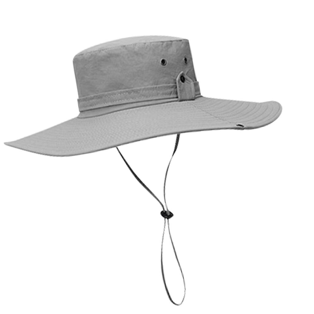 Bucket Hat Leveälierinen UPF50+ Hengittävä vettä hylkivä säädettävällä kiristysnyörillä Aurinkohattu miehille Patikointi Camping Beach Vaaleanharmaa hinta ja tiedot | Muut pyörätarvikkeet | hobbyhall.fi