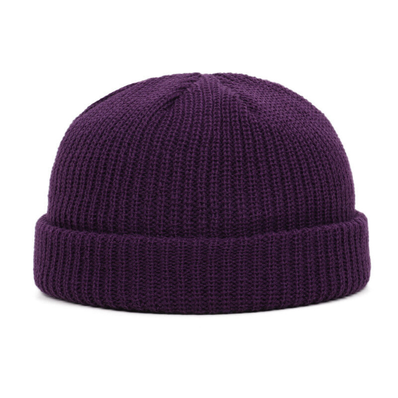 (-Purppura)Yksivärinen lämmin neulottu reunukseton hattu Miesten Pipot Talvi Syksy Hip Hop Skullcap Street Miesten Pipo Unisex Melon Cap Naiset Mies hinta ja tiedot | Naisten päähineet | hobbyhall.fi