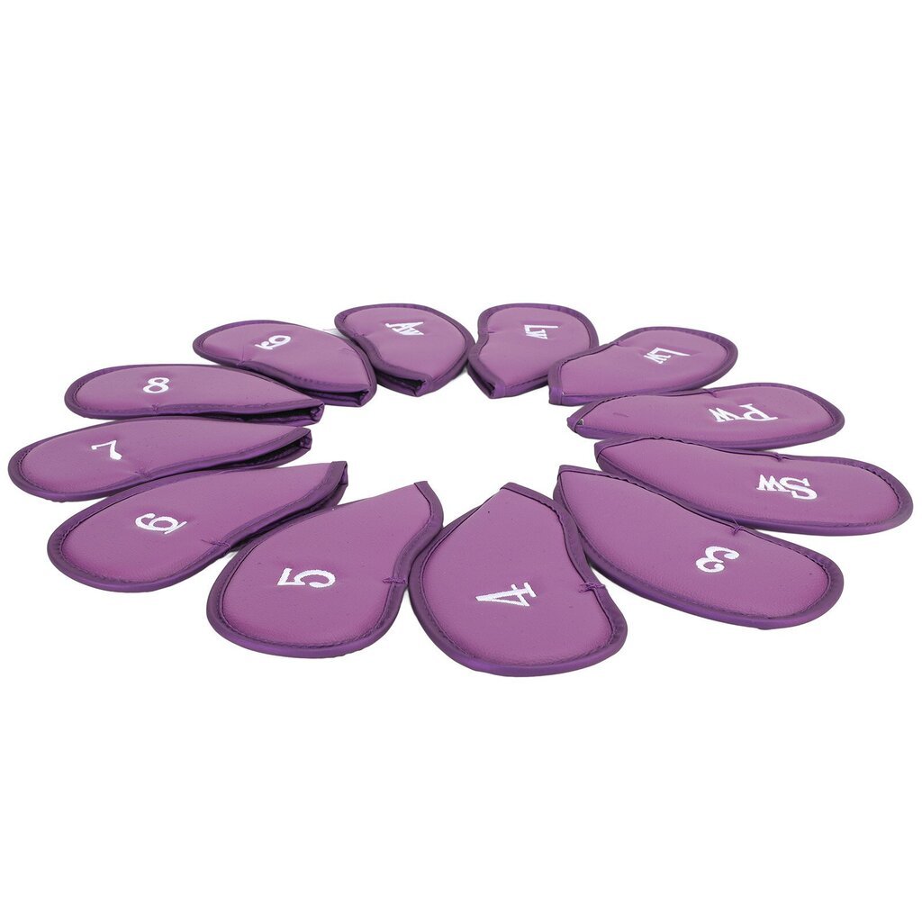 12 kpl Golf Iron Covers -setti Numeroilla Pehmeä Golf-päänsuojus Suojapäällinen Court Exercise Purple hinta ja tiedot | Golf | hobbyhall.fi