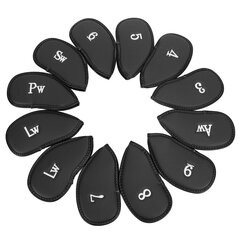 12 kpl Golf Iron Covers -setti numeroilla Pehmeä suojaava golfpäänsuojus Suojapäällinen kenttäharjoituksiin, musta hinta ja tiedot | Golf | hobbyhall.fi