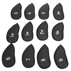 12 kpl Golf Iron Covers -setti numeroilla Pehmeä suojaava golfpäänsuojus Suojapäällinen kenttäharjoituksiin, musta hinta ja tiedot | Golf | hobbyhall.fi