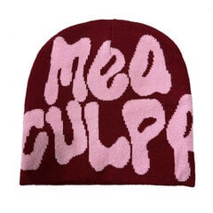 (-Wine Red Pink)2024 Uusi Knitting Pipot Hattu Miesten Naisten Kappale Laadukas Lippalakki Mea Culpa Y2k Lämminmuoti Sata Take Cold Cap Naisten Hatut hinta ja tiedot | Naisten päähineet | hobbyhall.fi