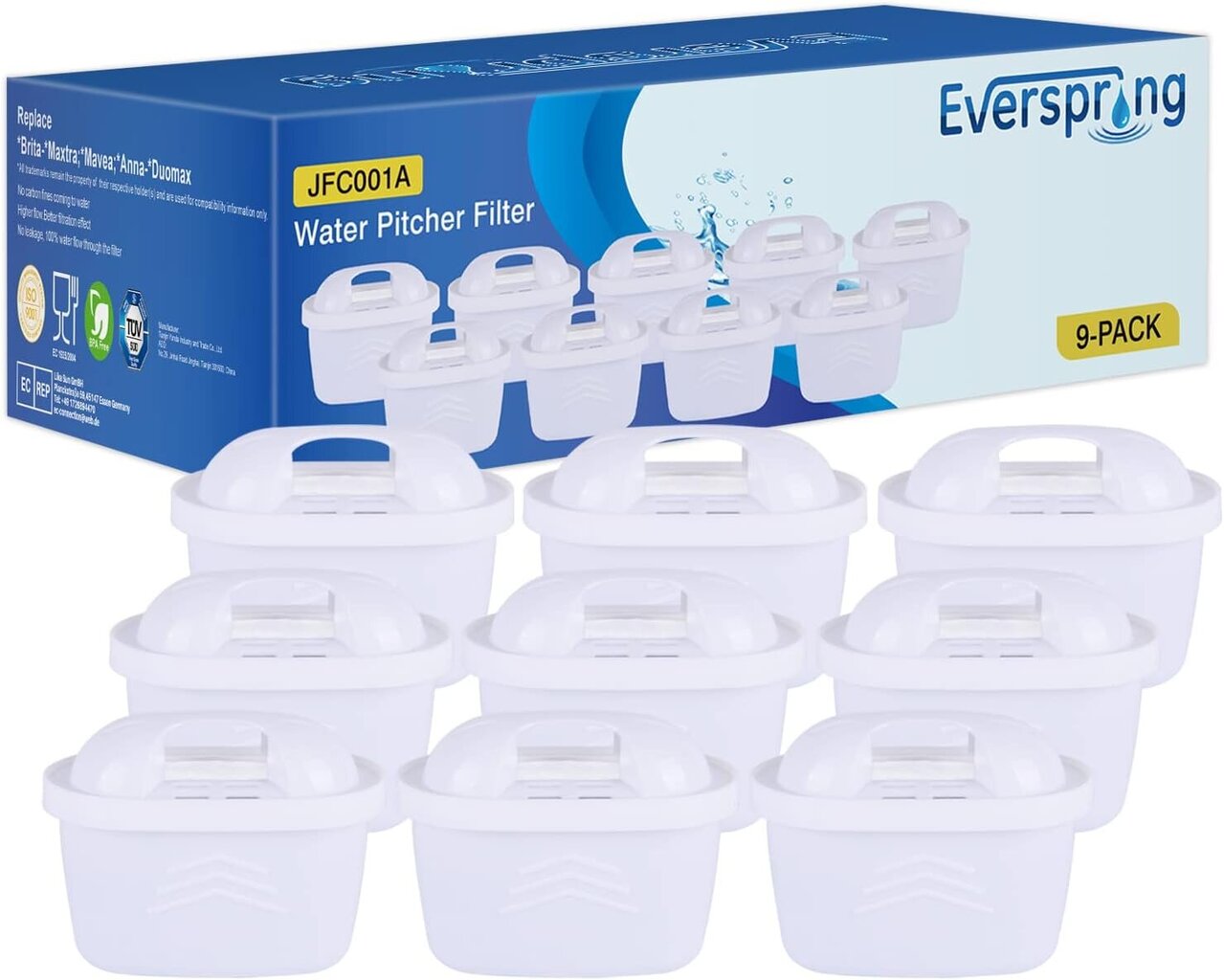 EVERSPRING Vesifiltterikarttouche Brita, 9 kpl hinta ja tiedot | Veden suodatinkannut ja suodattimet | hobbyhall.fi