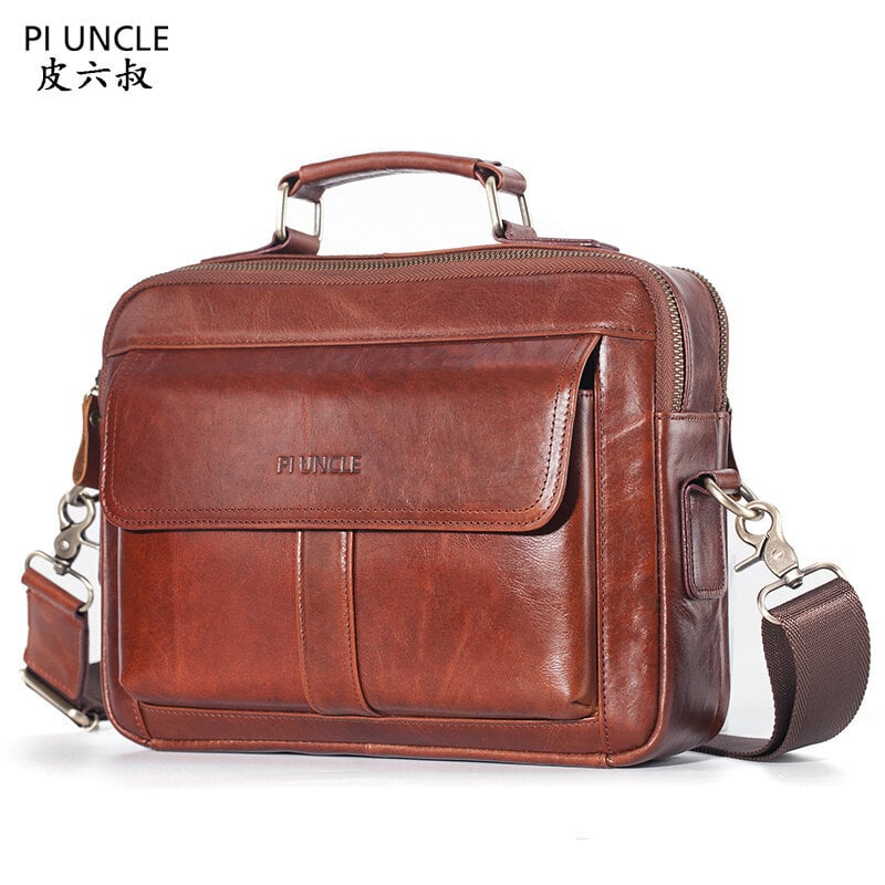 Punainen Ruskea-PI Uncle 100% nahkainen miesten olkalaukku Crossbody Laukut miehille Bolsas Fashion Messenger Bag 9,7 iPadille hinta ja tiedot | Tietokonelaukut | hobbyhall.fi