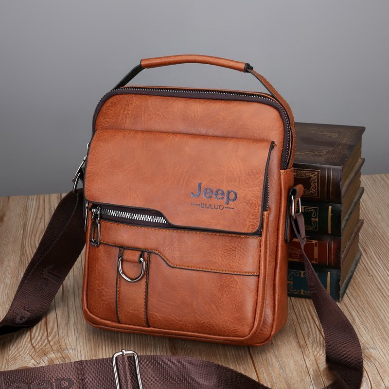 JP18260 Khaki-JEEP BULUO Miesten Crossbody Messenger Laukut Business Casual käsilaukku Miesten halkaistu nahkainen olkalaukku suuri kapasiteetti hinta ja tiedot | Tietokonelaukut | hobbyhall.fi