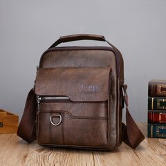 JP18260 Ruskea-JEEP BULUO Miesten Crossbody Messenger Laukut Business Casual Käsilaukku Miesten halkaisijanahkainen olkalaukku Suuri kapasiteetti hinta ja tiedot | Tietokonelaukut | hobbyhall.fi