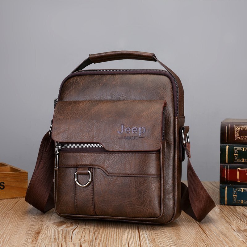 JP18260 Ruskea-JEEP BULUO Miesten Crossbody Messenger Laukut Business Casual Käsilaukku Miesten halkaisijanahkainen olkalaukku Suuri kapasiteetti hinta ja tiedot | Tietokonelaukut | hobbyhall.fi