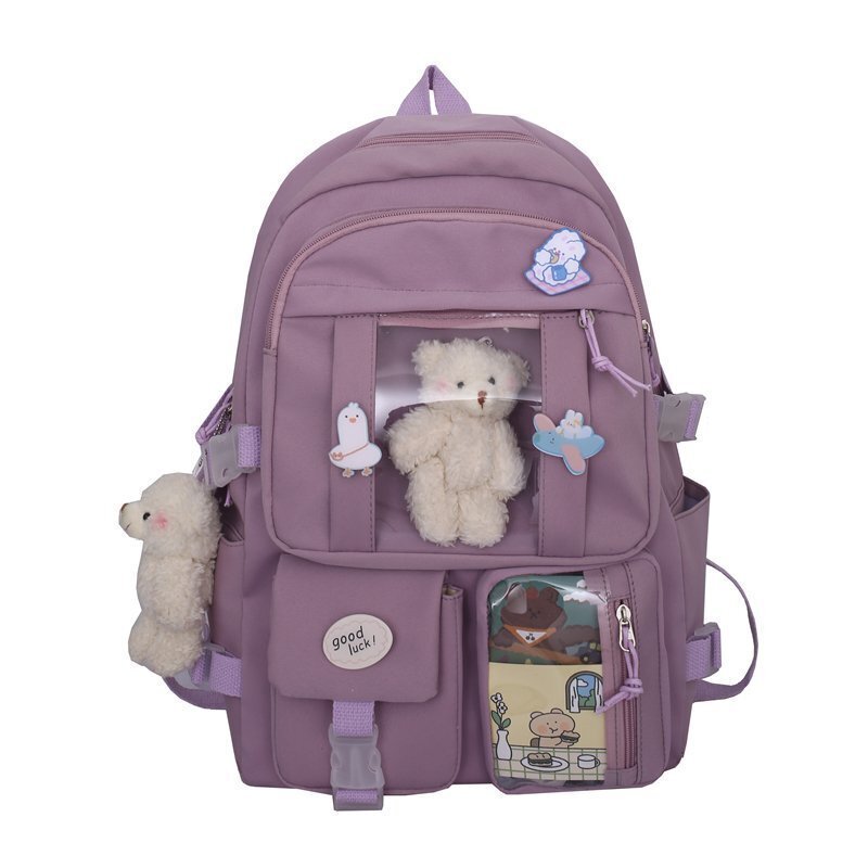 Purppura-japanilainen lukiotyttöjen reppu Koululaukut teinitytöille, useita taskuja, uusi Kawaii reppu naisille Harajuku Söpö Mochila hinta ja tiedot | Tietokonelaukut | hobbyhall.fi