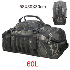 60L mustat Multicam-kuntoilulaukut Fitness Camping Retkeilykassit Vaellusmatka Vedenpitävä Metsästyskassi Assault Military Outdoor Reppu Reppu Tactical Reppu hinta ja tiedot | Tietokonelaukut | hobbyhall.fi